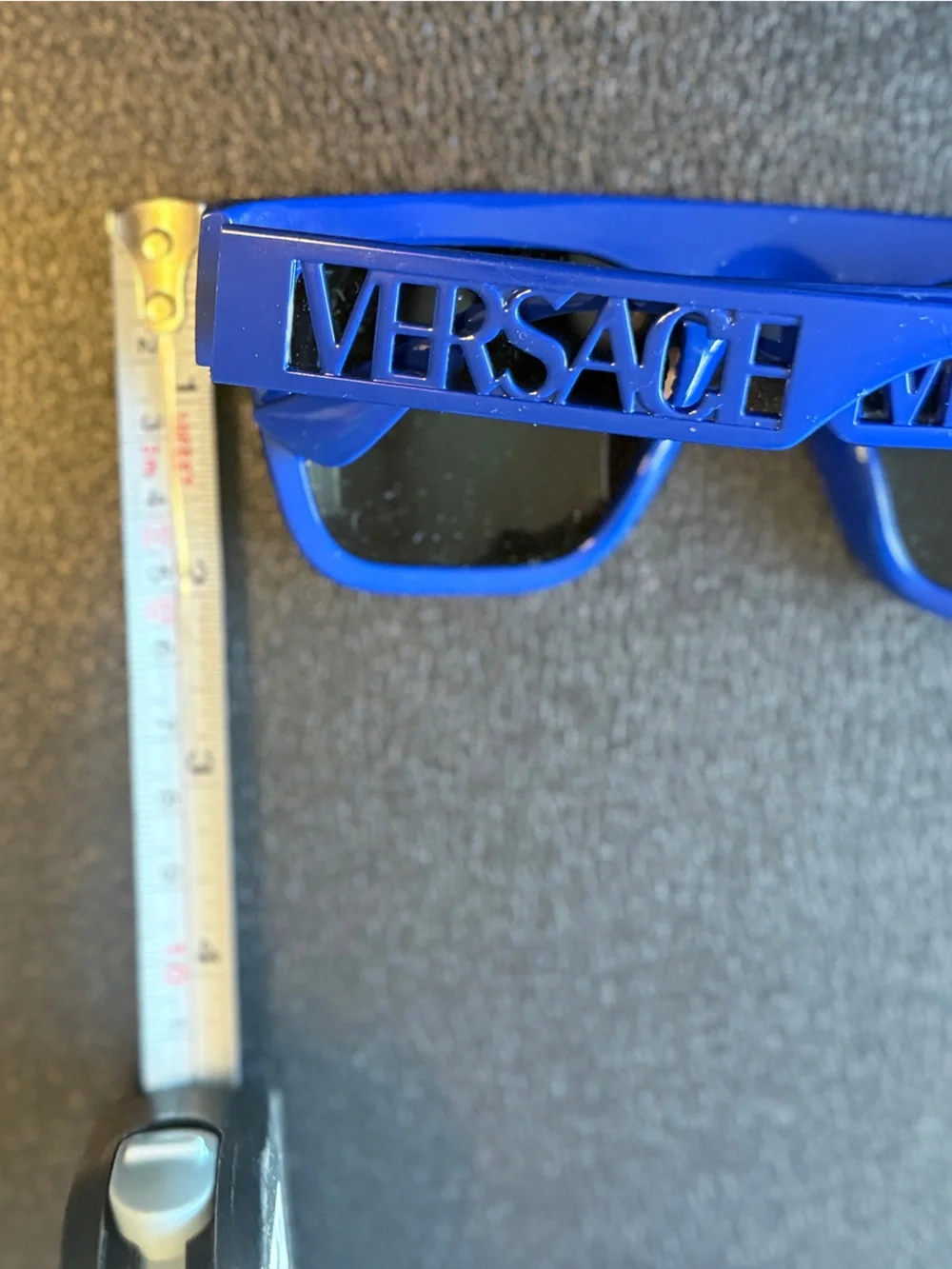Authentic Versace Thick Frame Blue Sunglasses Cut-Out Lettering